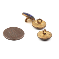 Lot (3) antique Czech 2 part brass mounted reverse foiled spots and stripes glass cabochon buttons