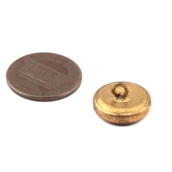 Antique Czech 2 part brass mounted fabric style glass cabochon button