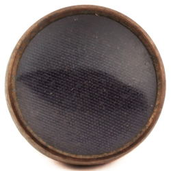 Antique Czech 2 part brass mounted fabric style glass cabochon button
