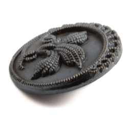 Antique Art Nouveau Czech pewter lustre ribbed flower glass button 20mm