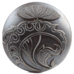 Antique Art Nouveau Czech pewter lustre flower glass button 23mm