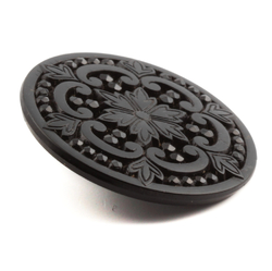 Large Antique 1880's Czech imitation marcasite black flower glass button 32mm