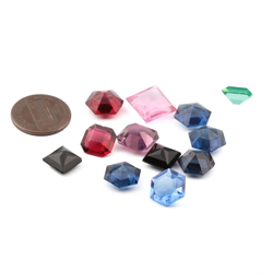 Glass rhinestones Lot (12) Czech vintage assorted square hexagon octagon
