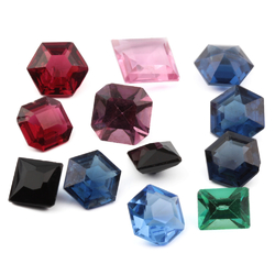 Glass rhinestones Lot (12) Czech vintage assorted square hexagon octagon