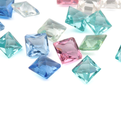 Glass rhinestones Lot (25) Czech vintage square faceted pink blue clear 8/9mm