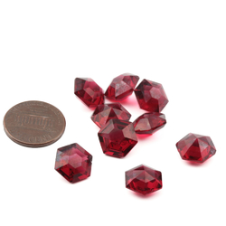 Glass rhinestones Lot (9) Czech vintage ruby red cranberry hexagon 11mm
