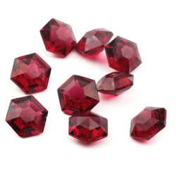 Glass rhinestones Lot (9) Czech vintage ruby red cranberry hexagon 11mm