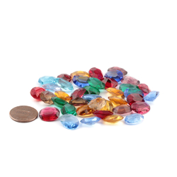 Glass rhinestones Lot (33) Czech vintage assorted oval blue red ruby topaz green 14x10mm