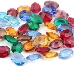 Glass rhinestones Lot (33) Czech vintage assorted oval blue red ruby topaz green 14x10mm