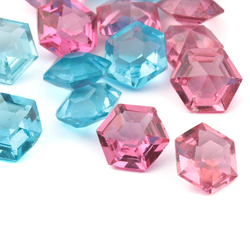 Glass rhinestones Lot (22) Czech vintage cranberry pink blue hexagon 11mm