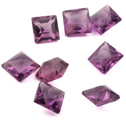 Glass rhinestones Lot (8) Czech vintage violet amethyst hexagon square