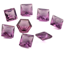 Glass rhinestones Lot (8) Czech vintage violet amethyst hexagon square