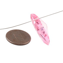 Vintage Czech hand faceted pink triangle pendant glass bead 27x23mm