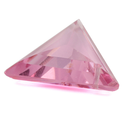 Vintage Czech hand faceted pink triangle pendant glass bead 27x23mm
