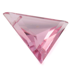 Vintage Czech hand faceted pink triangle pendant glass bead 27x23mm