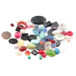 Lot (50) vintage Czech assorted glass cabochons