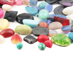 Lot (50) vintage Czech assorted glass cabochons
