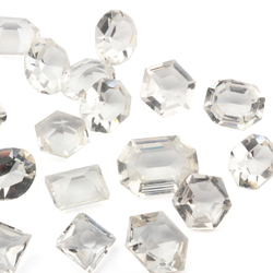 Glass rhinestones Lot (20) Czech vintage crystal clear square octagon hexagon oval