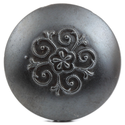 Antique Art Nouveau Czech pewter lustre floral scroll glass button 20mm 