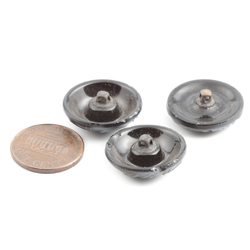 Lot (3) Antique Art Nouveau Czech pewter lustre abstract glass buttons 20mm