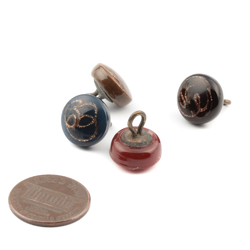 Lot (4) Victorian antique Czech aventurine gold swirl lampwork dimi glass buttons 