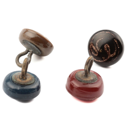 Lot (4) Victorian antique Czech aventurine gold swirl lampwork dimi glass buttons 