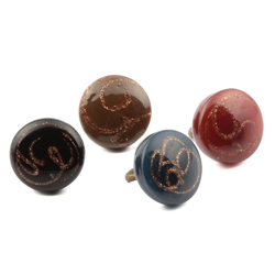 Lot (4) Victorian antique Czech aventurine gold swirl lampwork dimi glass buttons 