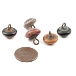 Lot (5) Victorian antique Czech white striped lampwork glass buttons 