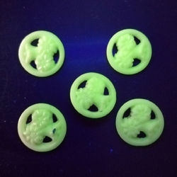 Lot (13) Vintage Czech pierced Edelweiss uranium flower glass buttons 23mm