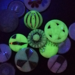 Lot (16) Czech vintage white uranium frost moonglow glass buttons