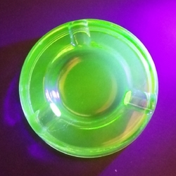Vintage Czech uranium green glass ashtray