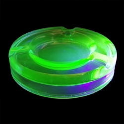 Vintage Czech uranium green depression glass ashtray