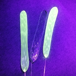 Lot (3) Czech lampwork uranium green glass flower petal leaf butterfly wing headpin glass beads