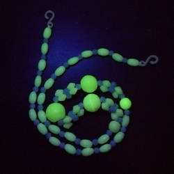 Vintage Czech necklace blue white uranium satin glass beads