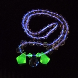 Vintage Czech necklace green uranium bicolor glass beads