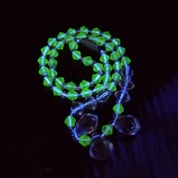 Vintage Czech necklace uranium crystal faceted glass beads