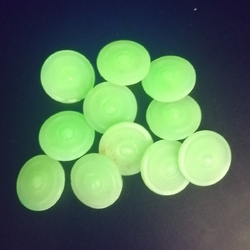 Lot (11) vintage Czech 1930's geometric uranium vaseline glass buttons 18mm