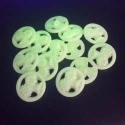Lot (13) Vintage Czech pierced Edelweiss uranium flower glass buttons 23mm
