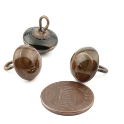 Lot (3) Victorian antique Czech aventurine gold swirl lampwork glass buttons 