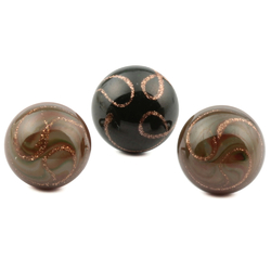 Lot (3) Victorian antique Czech aventurine gold swirl lampwork glass buttons 