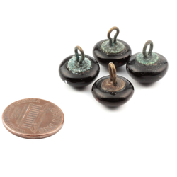 Lot (4) Victorian antique Czech striped black lampwork glass buttons 