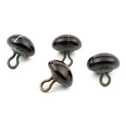 Lot (4) Victorian antique Czech striped black lampwork glass buttons 