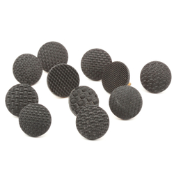 Lot (11) antique Czech 2 part brass mounted black glass cabochon buttons