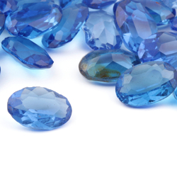 Glass rhinestones Lot (48) Czech vintage blue oval 12 x 8mm