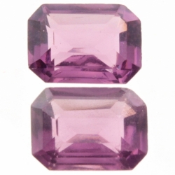 Lot (2) 14x10mm large Czech vintage octagon hand faceted pale amethyst glass rhinestones