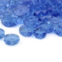 Lot (136) Czech vintage sapphire blue rondelle faceted glass beads 10mm