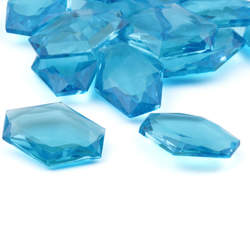 Lot (30) vintage Czech hexagon faceted blue glass rhinestones 20x15mm