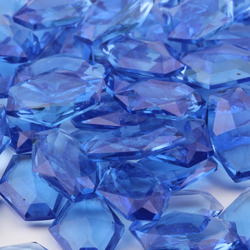 Lot (74) vintage Czech hexagon faceted sapphire blue glass rhinestones 20x15mm