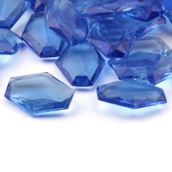 Lot (74) vintage Czech hexagon faceted sapphire blue glass rhinestones 20x15mm