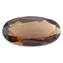 Large antique Czech hand faceted dark topaz oval glass rhinestone 38x20mm